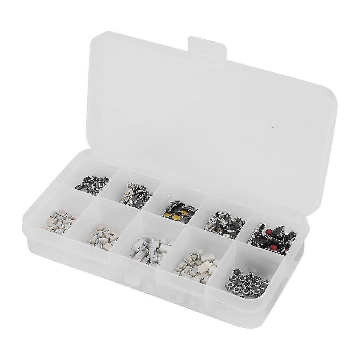 250PCS Tactile Push Button Switch Miniature Momentary Tactile Assortment Kit