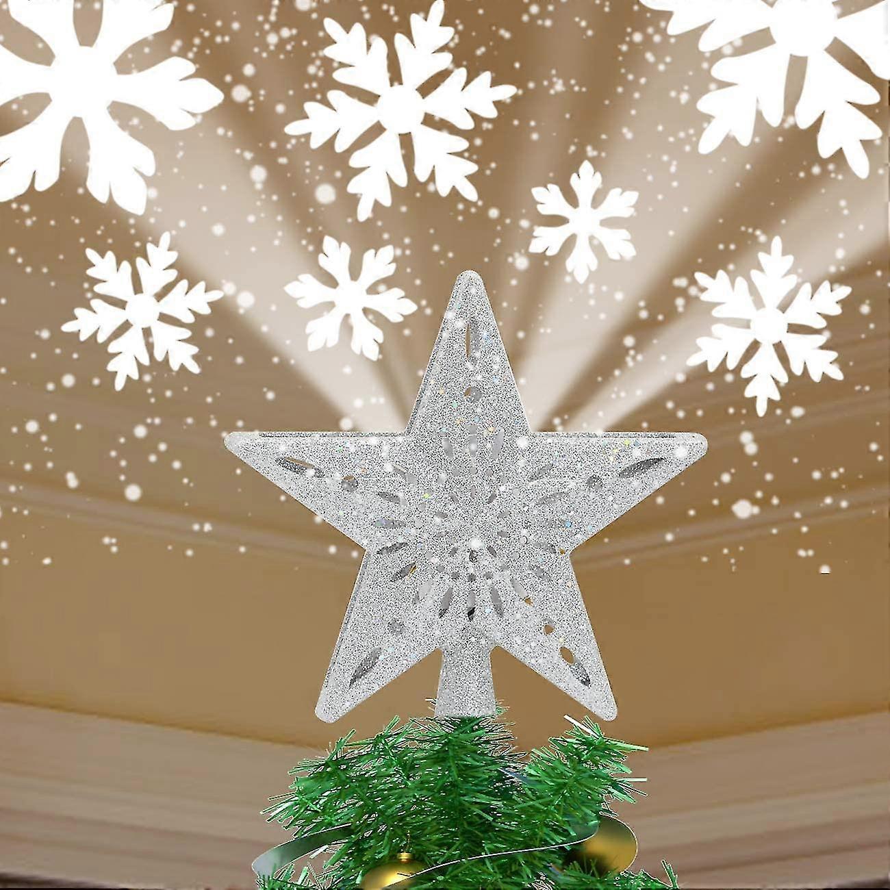 Star  Christmas Tree Topper Lighted With Built-in Rotating Magic Ball