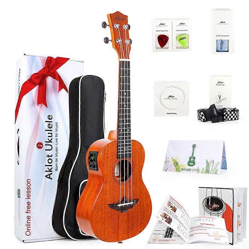 Aklot Electric Tenor Ukulele Sopran Konsert Ukelele Uke Gitarr Solid Mahogny