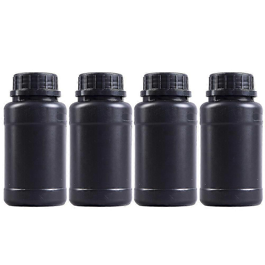4pcs Chemical Engineering Bottles - Simple Durable Plastic Storage Container (Black)