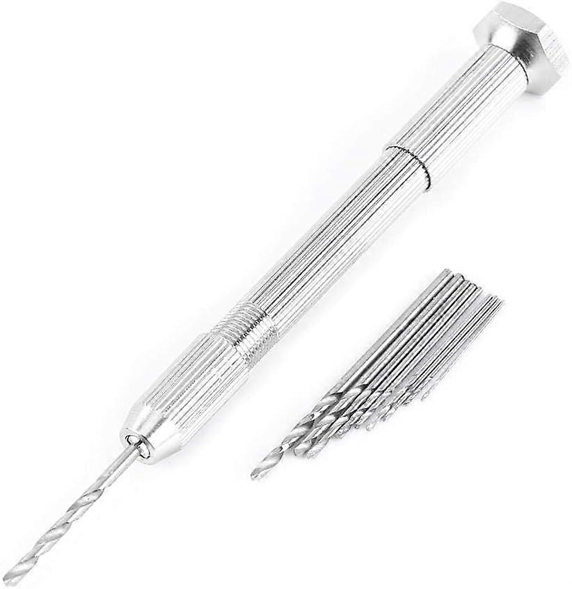 Hand Twist Drill Set, Pin Vise Hand Drill, Copper Alloy Hand Twist Drill with 10 HHS Drill Bits for Precision Drilling Tool Making11pcs)