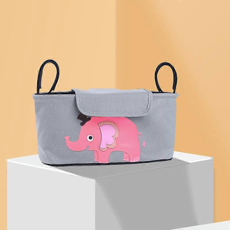1PCS (with lid - Pink Elephant, about 32x14x17cm) Multifunctional Baby Bottle Water Cup Mummy Bag Stroller Storage Hanging Bag, Stroller Organizer Bag