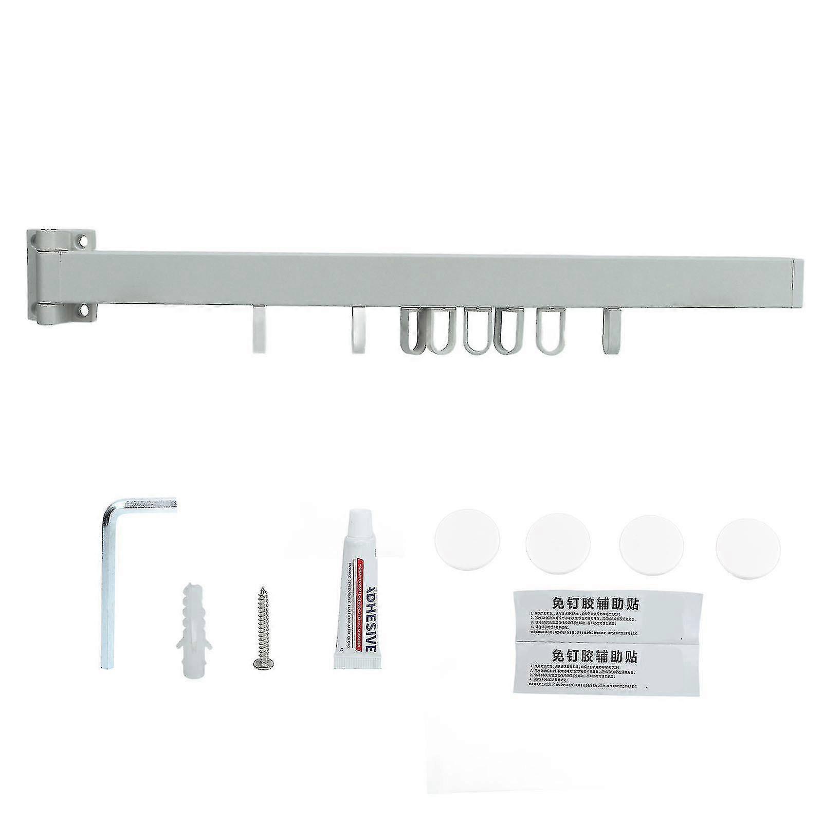 Retractable Wall Clothes Drying Rack - Space Saving Rotating Ring, White 60cm23.6in