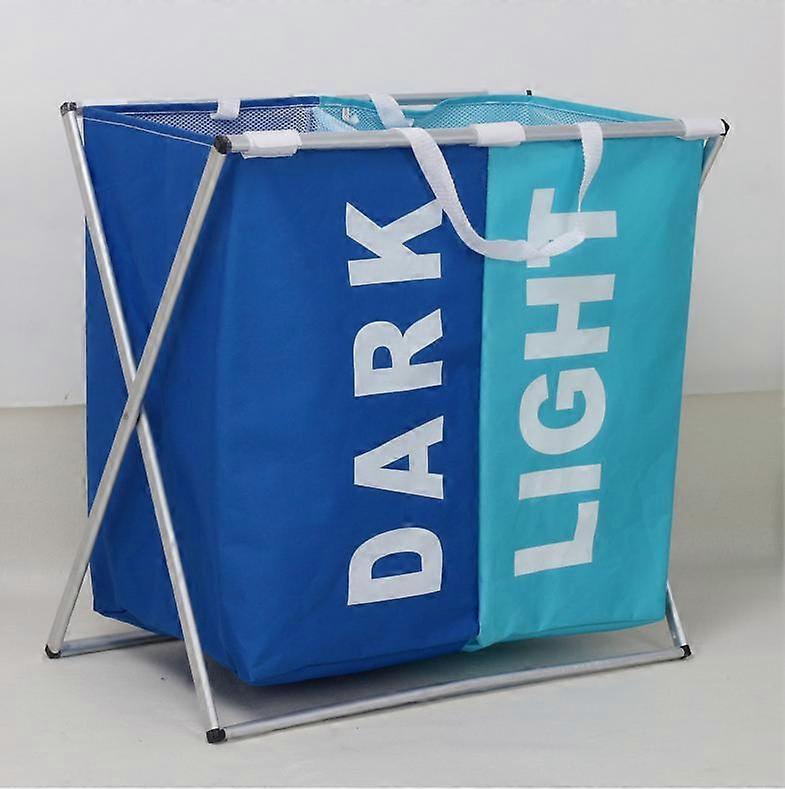 Large 2 Compartment Durable Aluminum Shelf Folding Laundry Basket Storage Basket