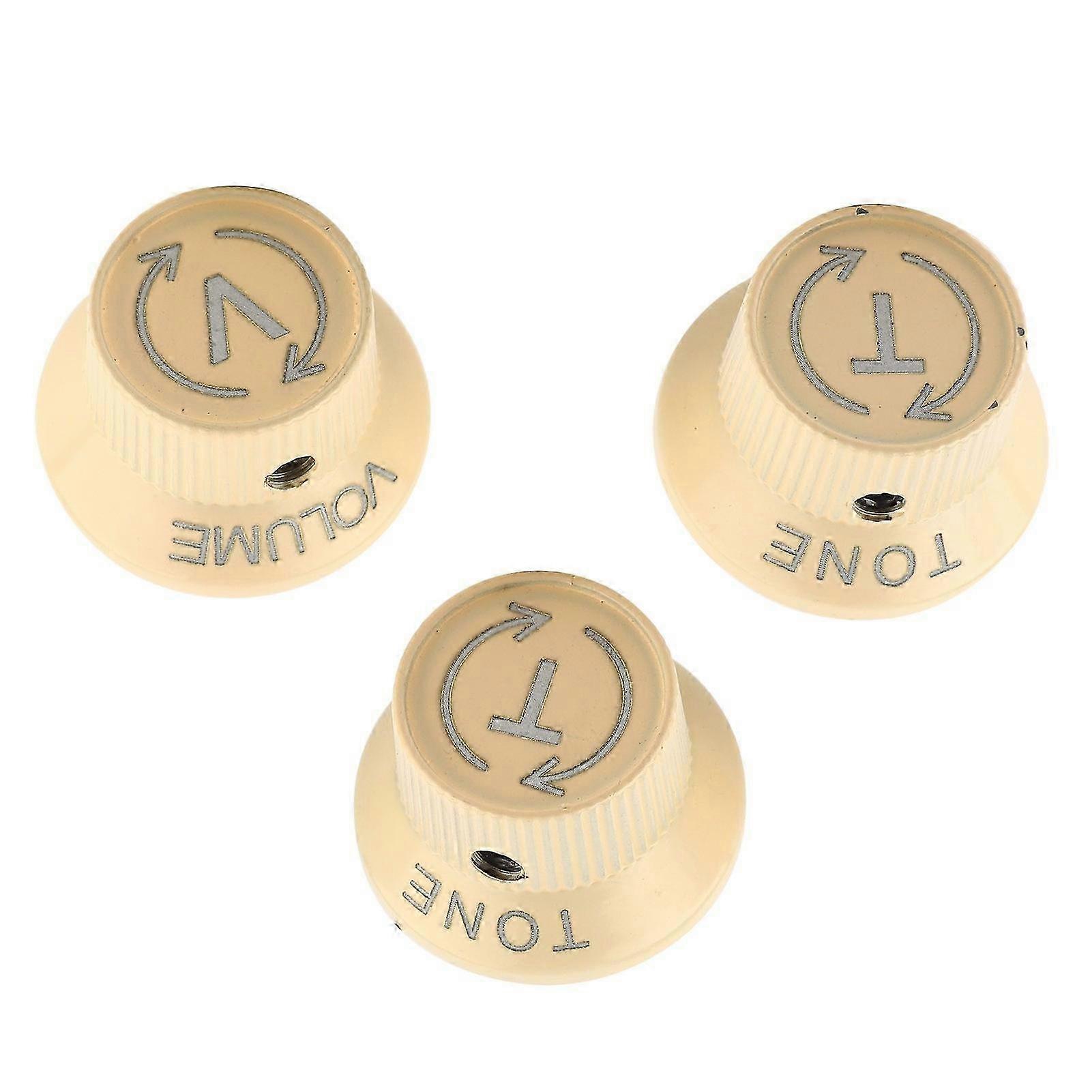 3 Pcs Metal Guitars Volume Tone Control Knobs Button Accessory for ST Electric Guitar Beige