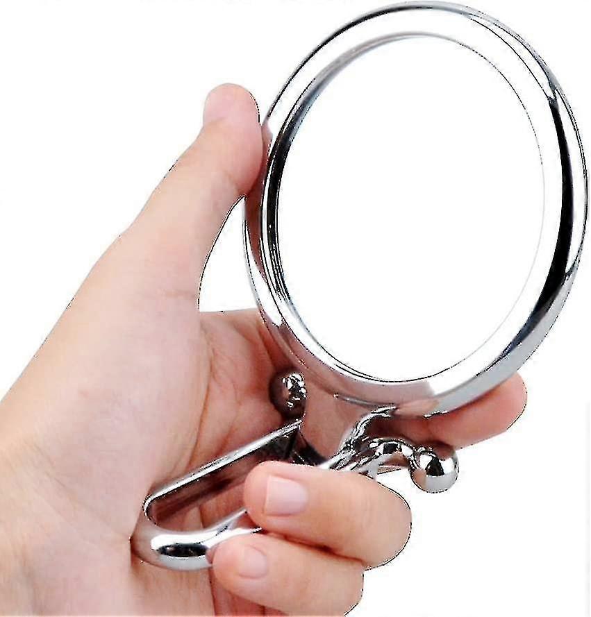 Hand Mirror With Magnification Mirror Double-sided 5-fold Handle, Hand Make-up