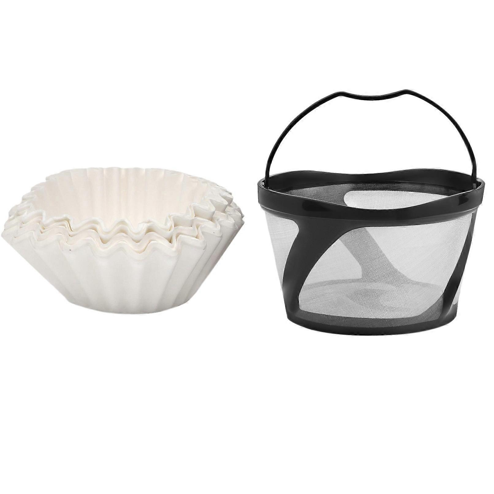 Reusable Coffee Filter Basket with 50 Pcs Disposable Paper Coffee Filters for K Duo and K Duo Essen