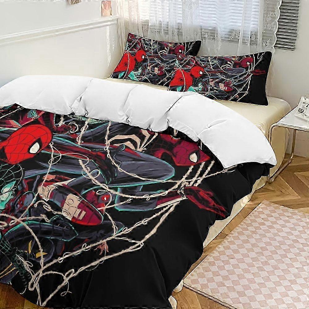 Bedding set HF Spider-Man Bedding Comforter Sets, -Piece Bedding Set Soft Warm Bed Set with Duvet Cover And Pillowcases for Bedroom All Season