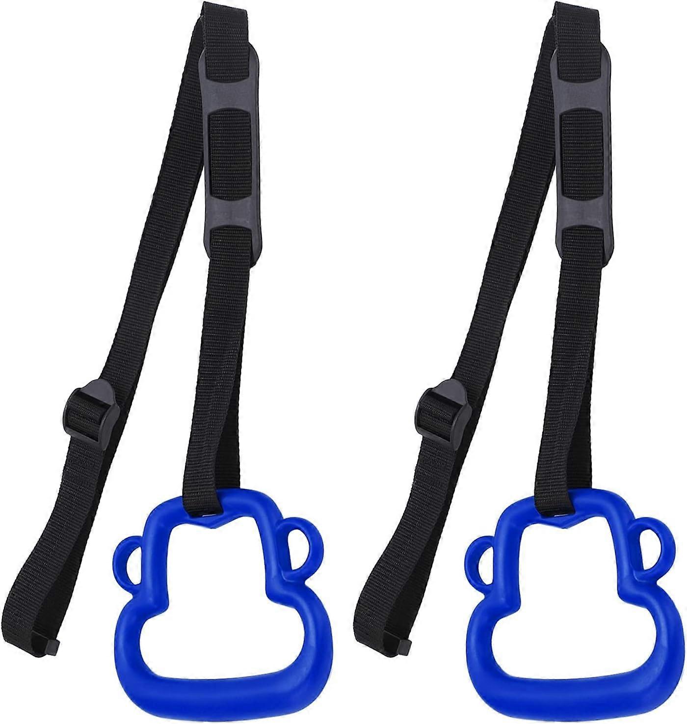 1 Pair Kids Gymnastic Rings for Kids Exercise, Indoor Gymnastic Ring with Adjustable Strap for Indoor Home, Load Bearing 331 LB(Blue)