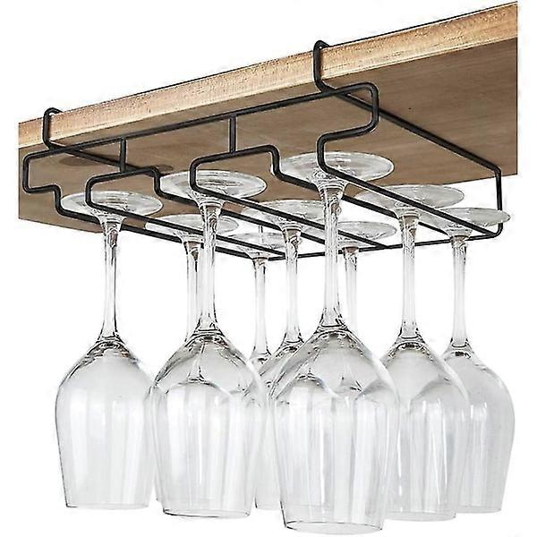 Κάτοχος ποτηριού κρασιού - Κάτω από το ράφι βάσης γραφείου - 304 ράφι αποθήκευσης κρεμάστρας από ανοξείδωτο ατσάλι, κατάλληλο για ντουλάπι 0,8 ή λιγότερο (μαύρο, 3 σειρές)