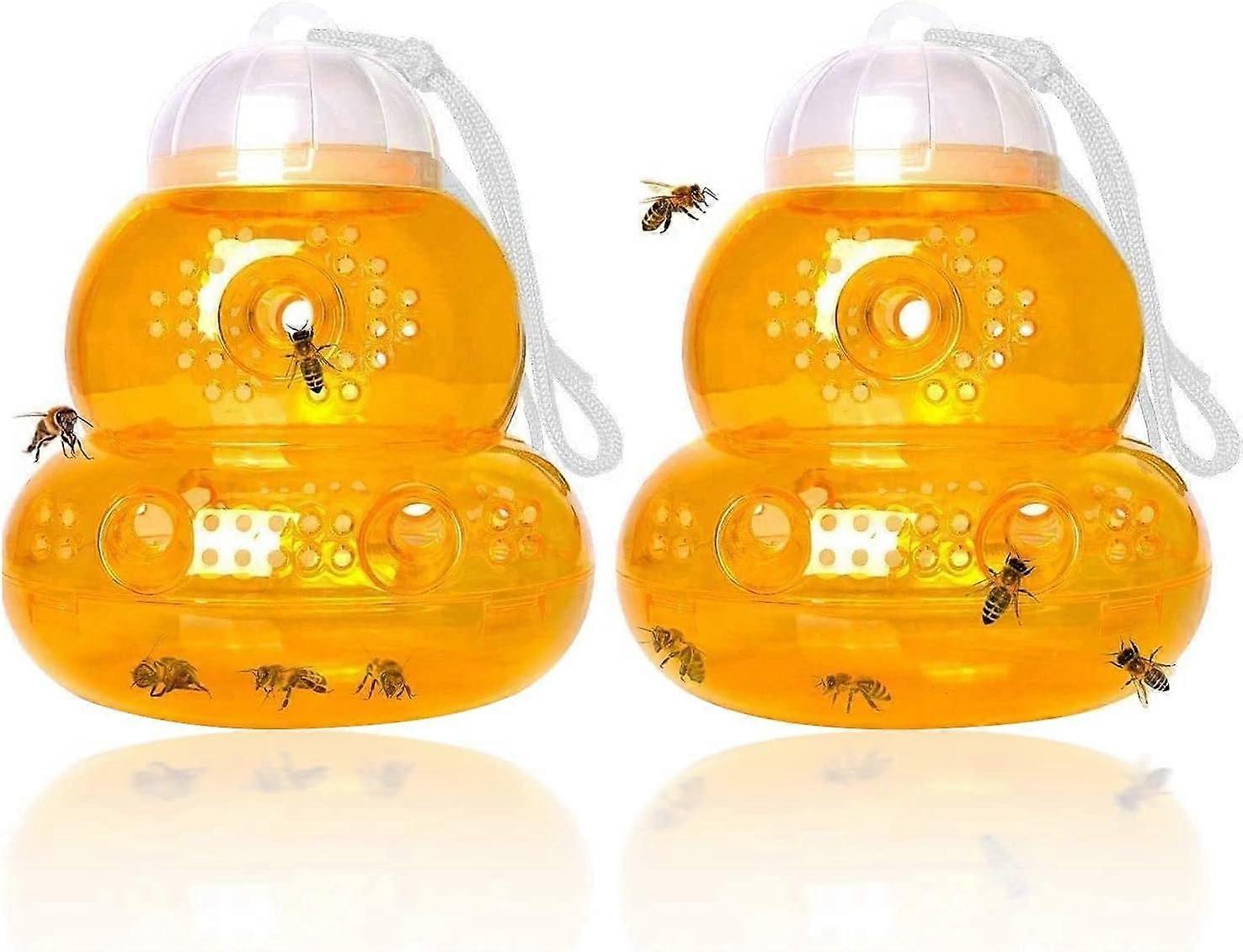 2 Pack Wasp Traps Hornet, Yellow Jacket Wasp Repellent, Bee Trap Wasps, Outdoor Wasp Traps, Effective and Reusable, Safe and Natural, No Bottom Seam