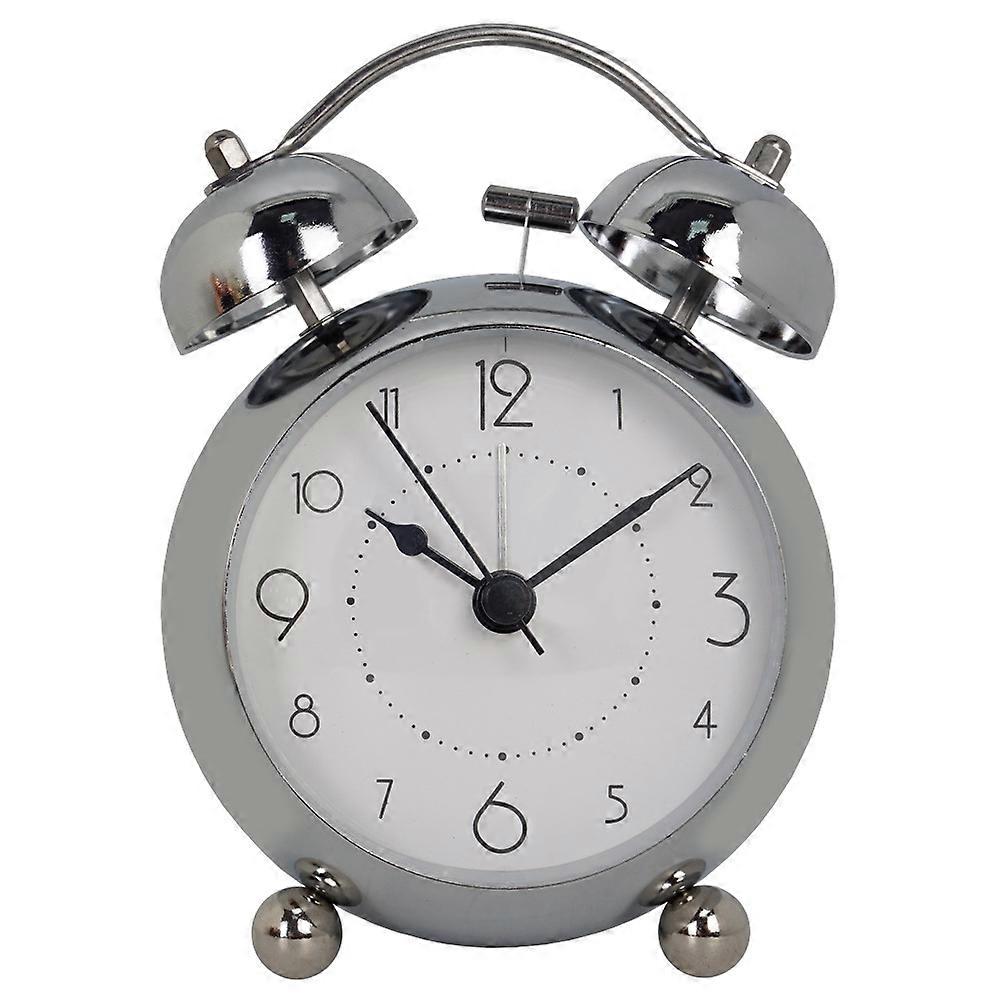 Retro Metal Alarm Clock Children Desktop Electronic Desk Clock Mute Luminous Quartz Clock