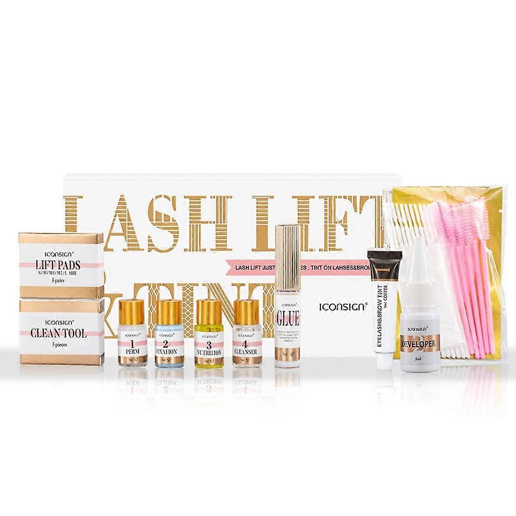 Eyelash Perm Kit Brown Coffee Quick Drying Eyelash Curling and Eyebrow Tint Kit