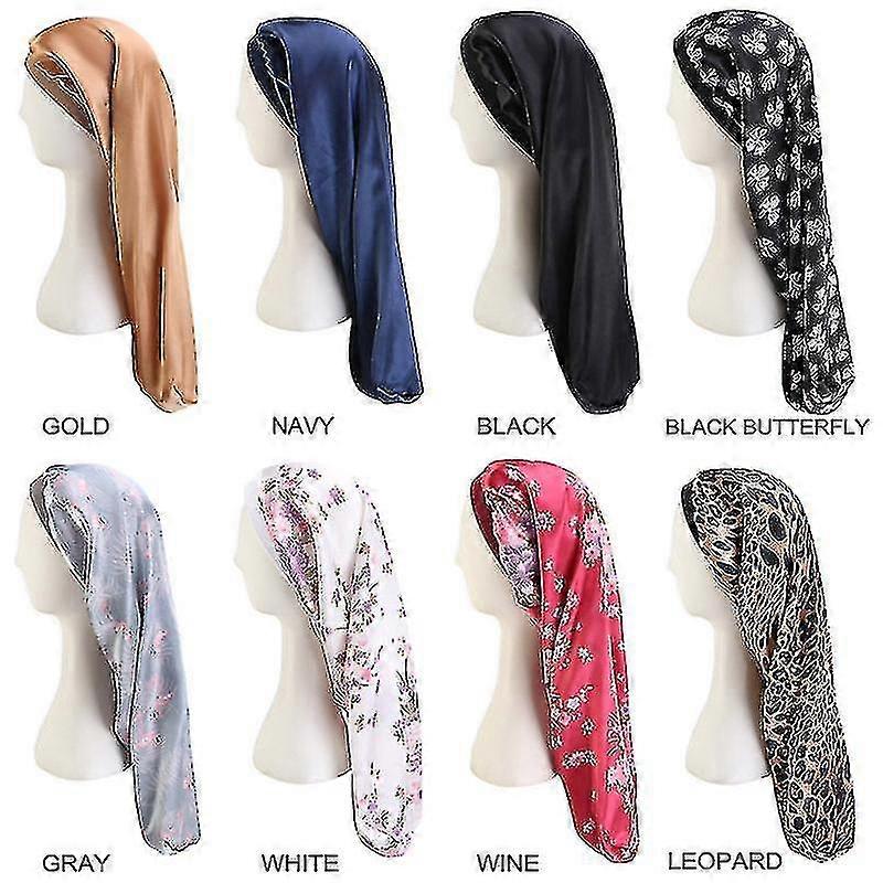 Long Satin Bonnet Eep Cap,black Extra Large Silk Bonnet For Natural