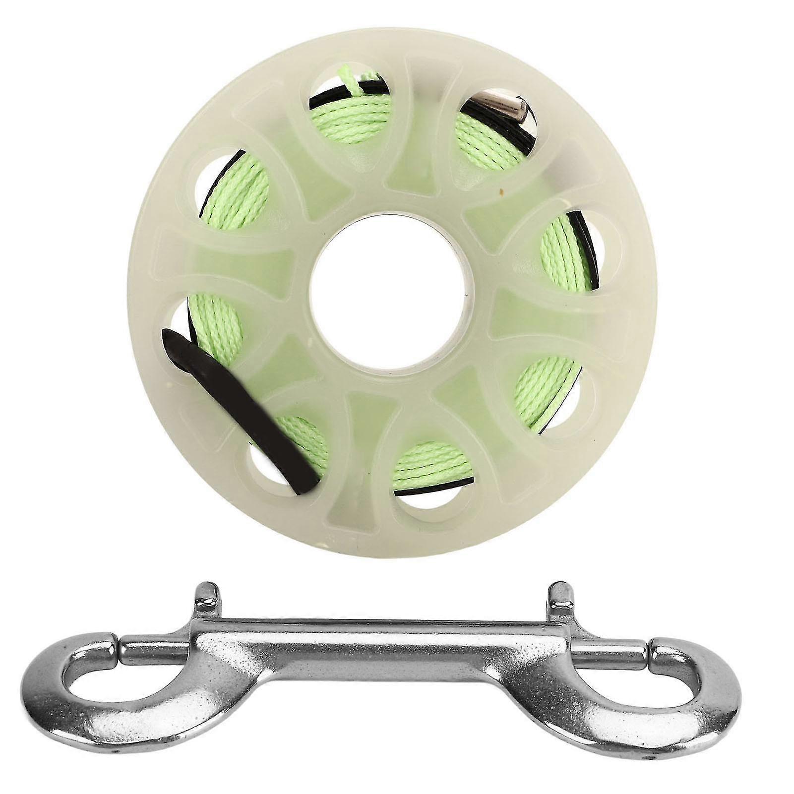 30m Diving Finger Spool Reel with Double Ended Hook - Fluorescent Green