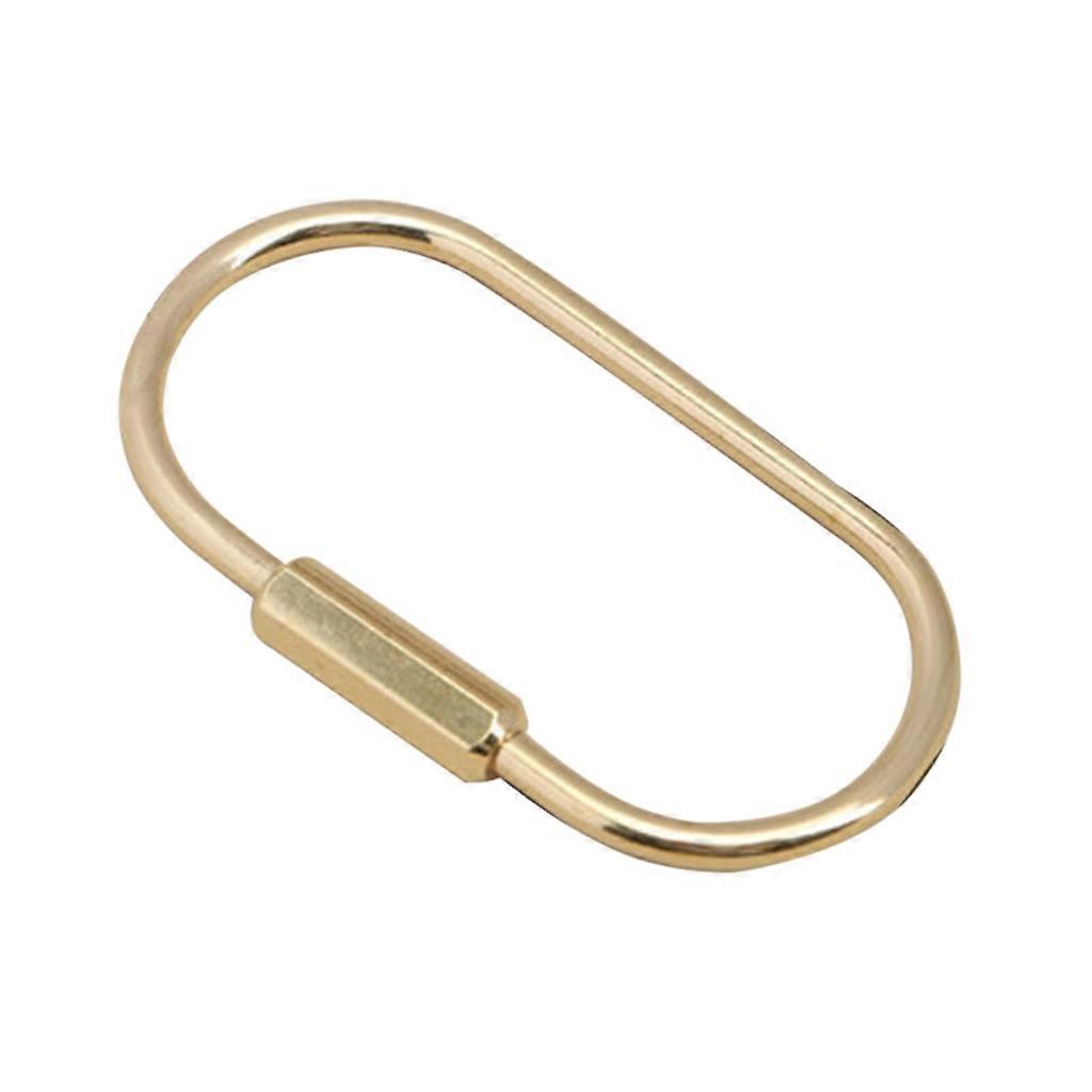 Brass Screw Lock Keychain Simple Brass Key Chain Ellipse D-Shape Keyring