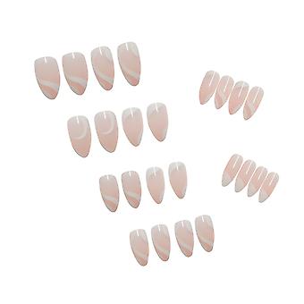 JUSTUNX Fake Nails Set – 24 Stück Mandelblumen-Nageldesign Mit Schlangenmuster Für Halloween & Party