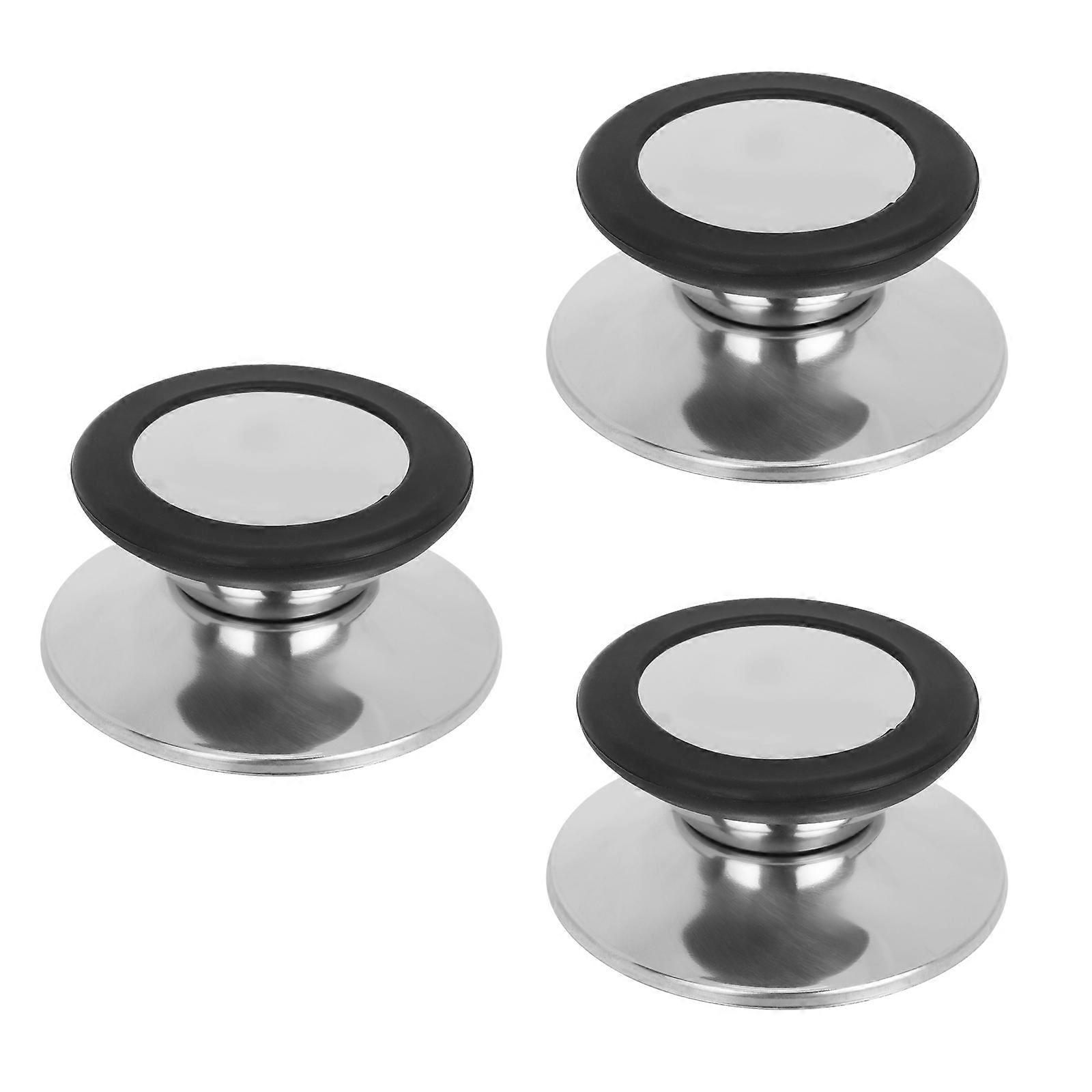3pcs Pot Lids Knobs Pot Cover Grips Kitchen Pot Cover Handle with Silicone Rings