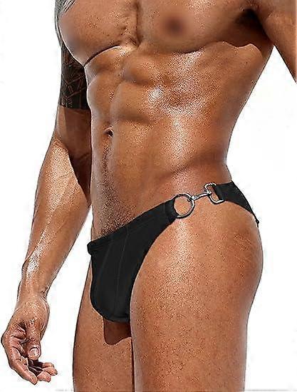 Mens Sexy Swim Bikini Briefs Shiny Metallic Thong G-String with Hip Coverage
