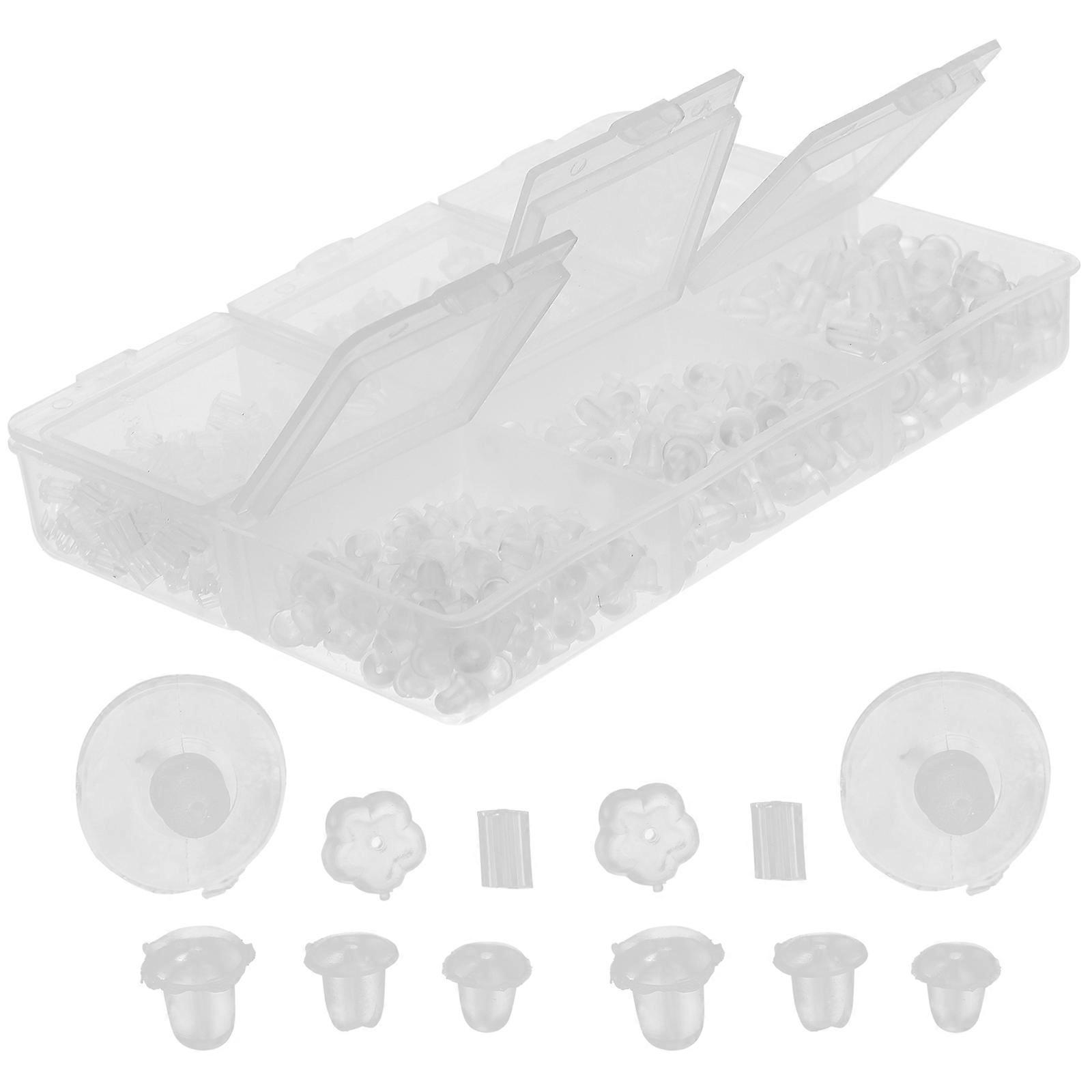 1 Box of Silicone Earring Backs Portable Earring Backing Stoppers Various Pattern Earring Backs