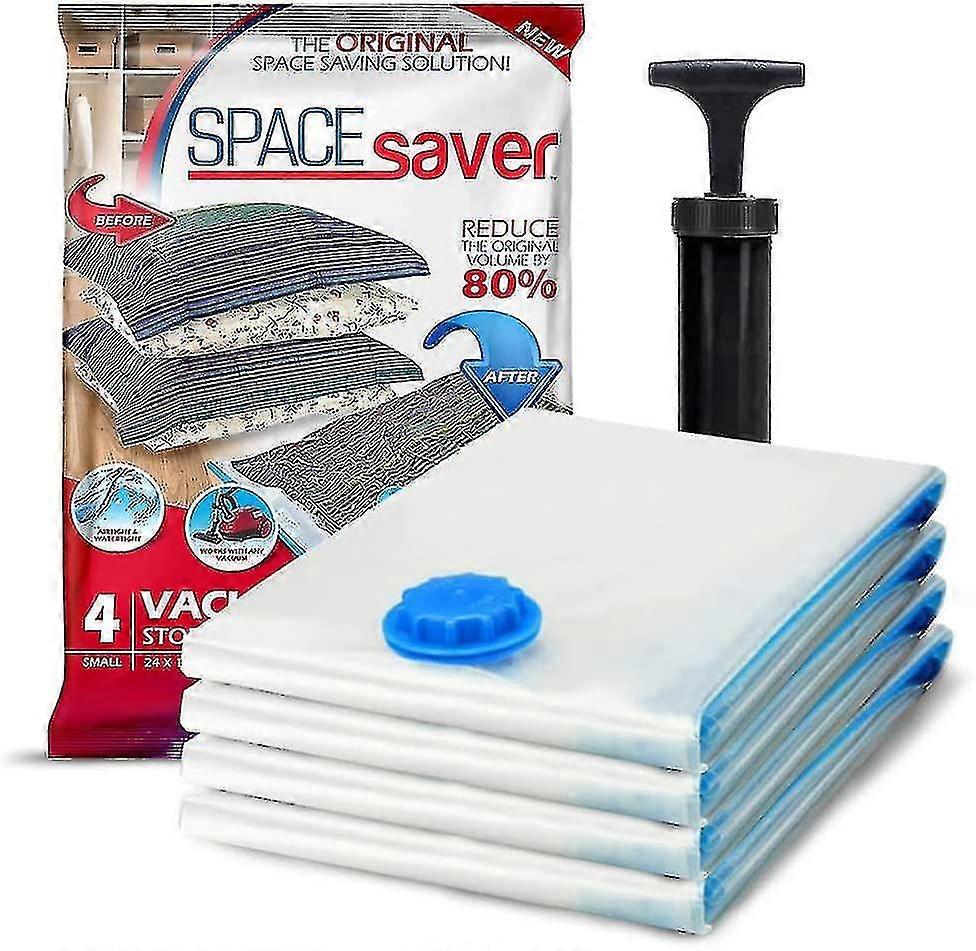 Σακούλες αποθήκευσης κενού Spaceaver Premium. 80% περισσότερη αποθήκευση, χειροκίνητη αντλία για ταξίδια, σακούλα στεγανοποίησης κενού με σφραγίδα διπλού φερμουάρ και τριπλή στροβιλοβάλβιδα στεγανοποίησης για
