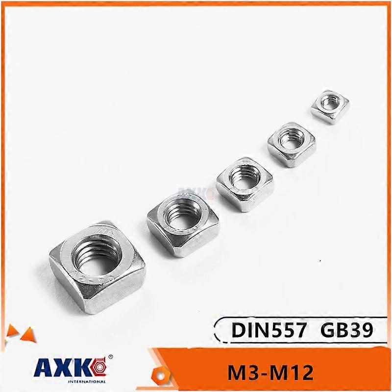 20/100pcs High Quality M3 M4 M5 M6 M8 M10 M12 DIN557 GB39 304 A2 Stainless Steel Metric Threaded Square Nut Foursquare Quadrate
