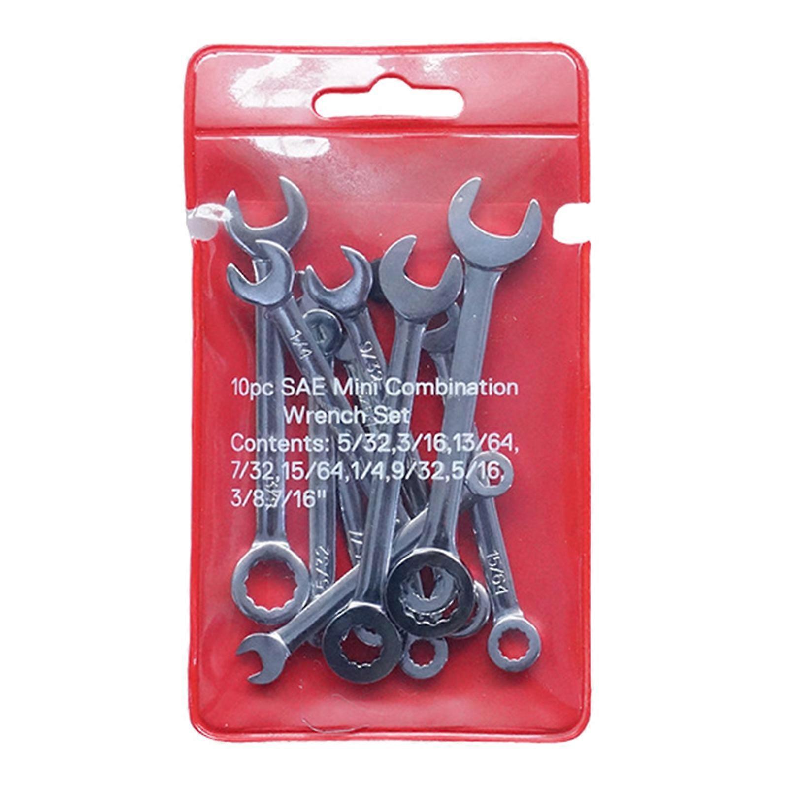 10Pcs Mini Wrench Set Open End and Box End Standard Combination Wrench Spanner