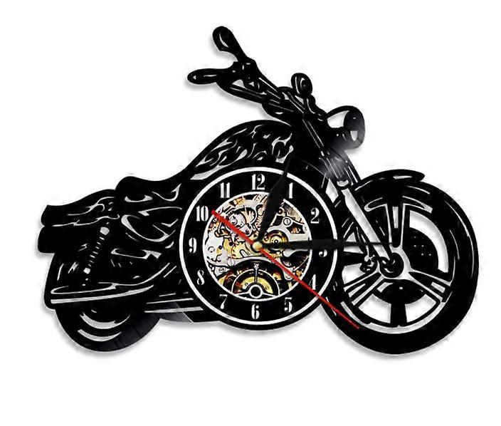 Mechanical motorcycle Vinyl record wall clock,retro decorative wall clock