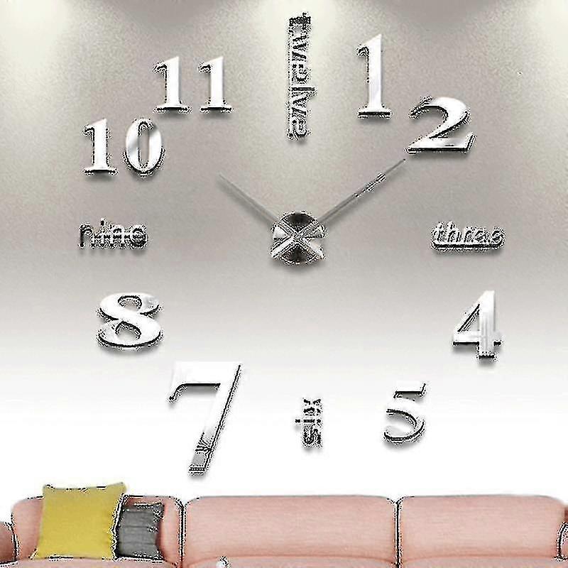 Modern Mute Diy Frameless Large Wall Clock Home Office Decorations