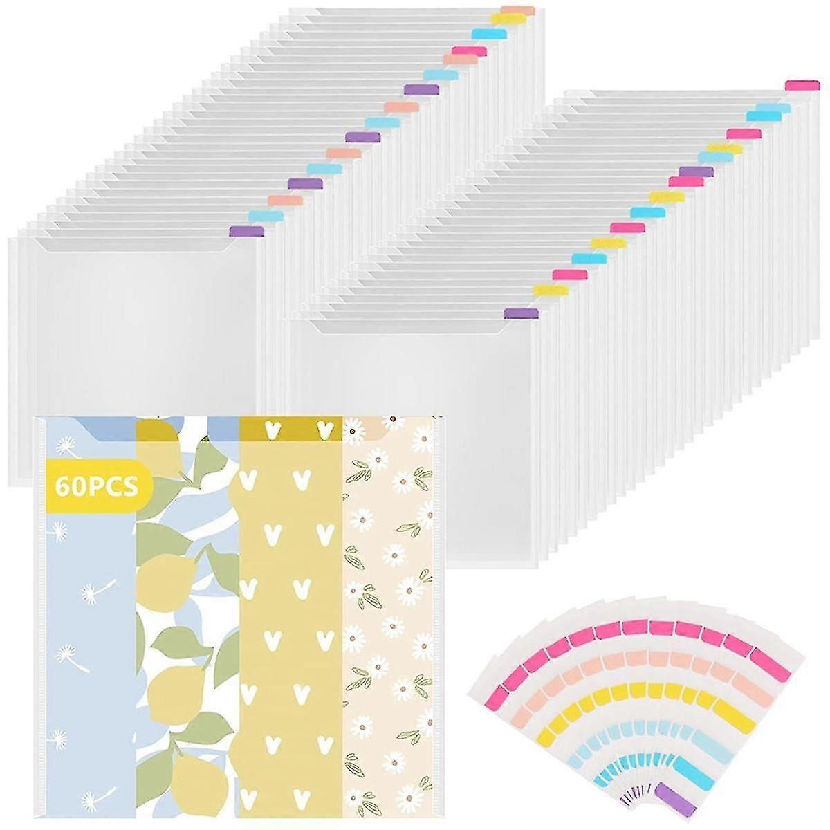60 قطعة منظم تخزين ورق القصاصات مع 120 علامة تبويب فهرس لاصقة لتخزين الورق 12x12 لورق القصاصات
