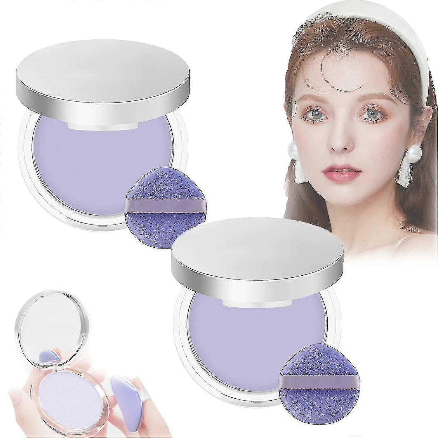 2Pcs 2024 Neues Lavendel-Make-up-Puder Lavendel Mattpuder Mattpuder Mattpuder Ölkontrolle