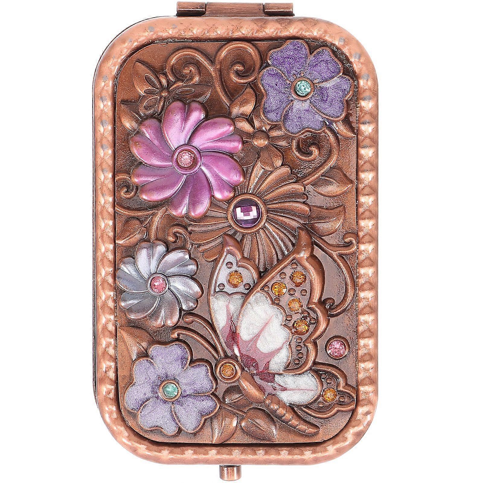 1pc Creative Double-faced Foldable Portable Makeup Mirror Vintage Makeup Mirror