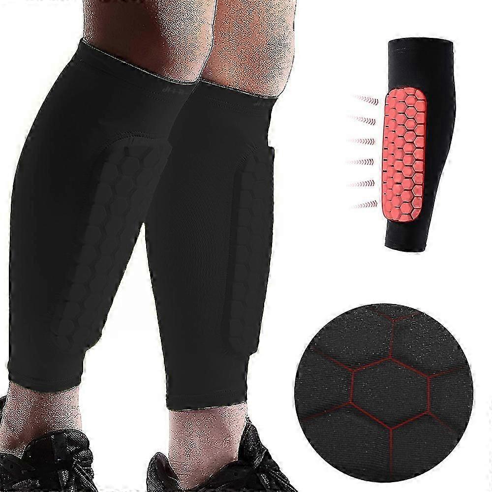 1Pair Soccer Shin Guards Football Shin Pads Calf Support Compression Sleeve with Honeycomb Pads Sock