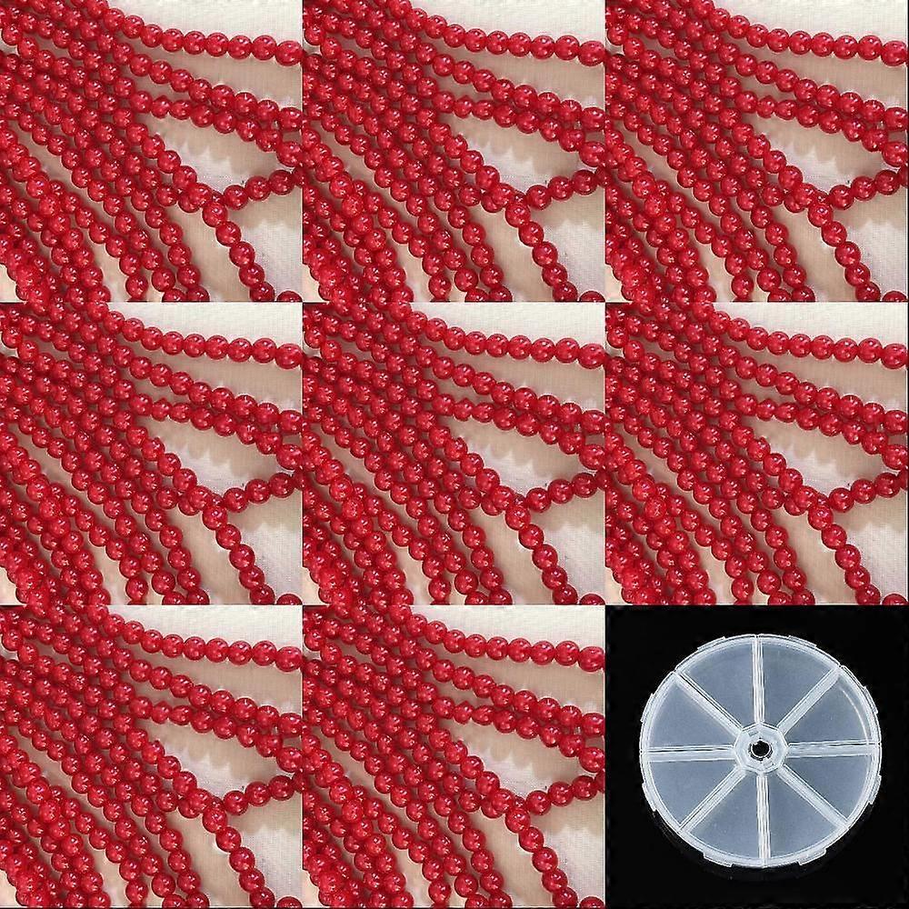 2120Pcs 8 Styles Imitation Pearl Resin Beads Strands Round Red 3~12mm