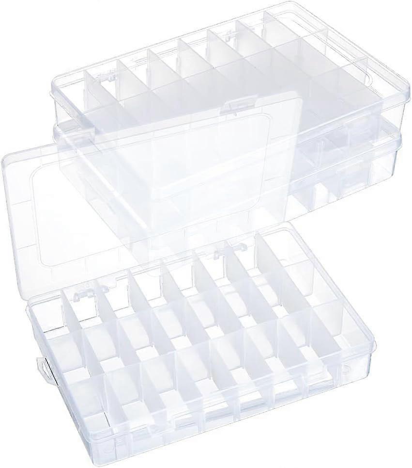 3 Pcs 24 Grids Plastic Organizer Box Clear Plastic Jewelry Dividers Box Organizer Mini Tackle Box Jewelry Storage Container for Beads Art DIY Crafts J