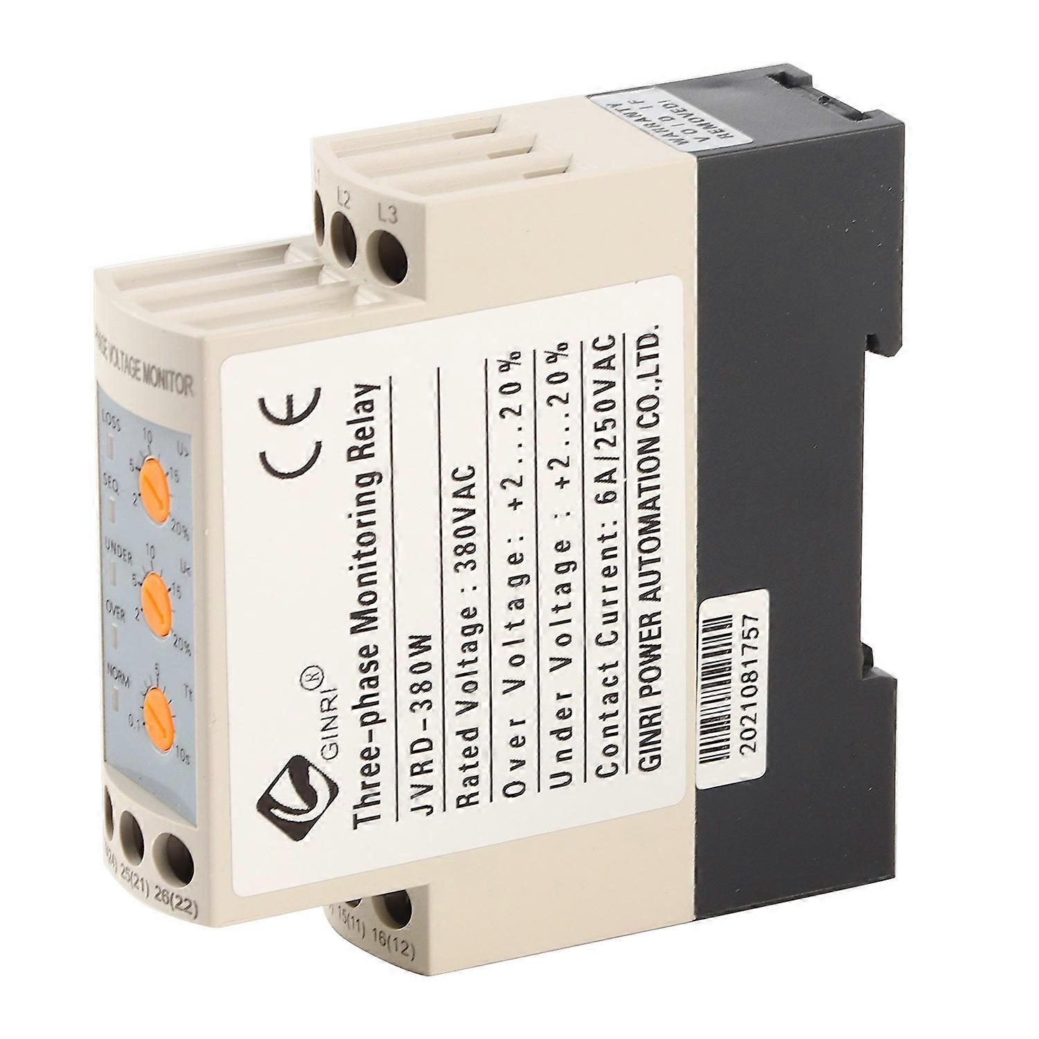 Over Under Voltage Protector Adjustable 3 Phase Monitor Relay JVRD‑380W 380V