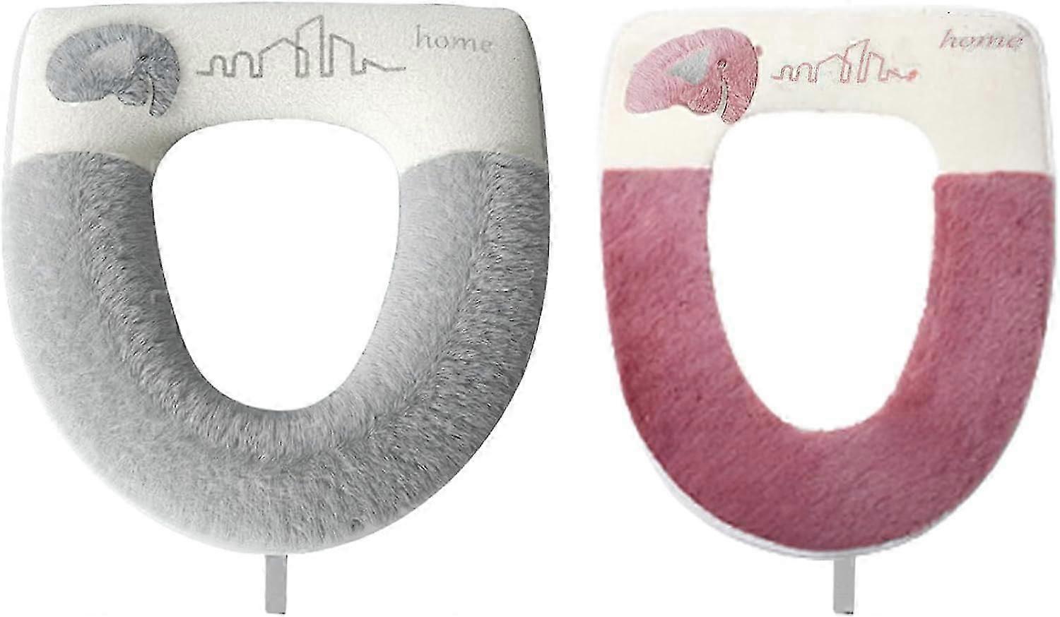 2 pezzi peluche ispessito sedile WC cuscino, universale impermeabile casa sedile WC cuscino lavabile, sedile WC imbottito, copriwater copriwater più caldo com