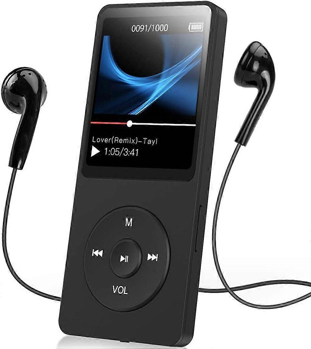 SBSGV A02S 16GB MP3 Player with FM Radio, Voice Recorder, 70 Hours Playback and Expandable Up to 128GB, Black