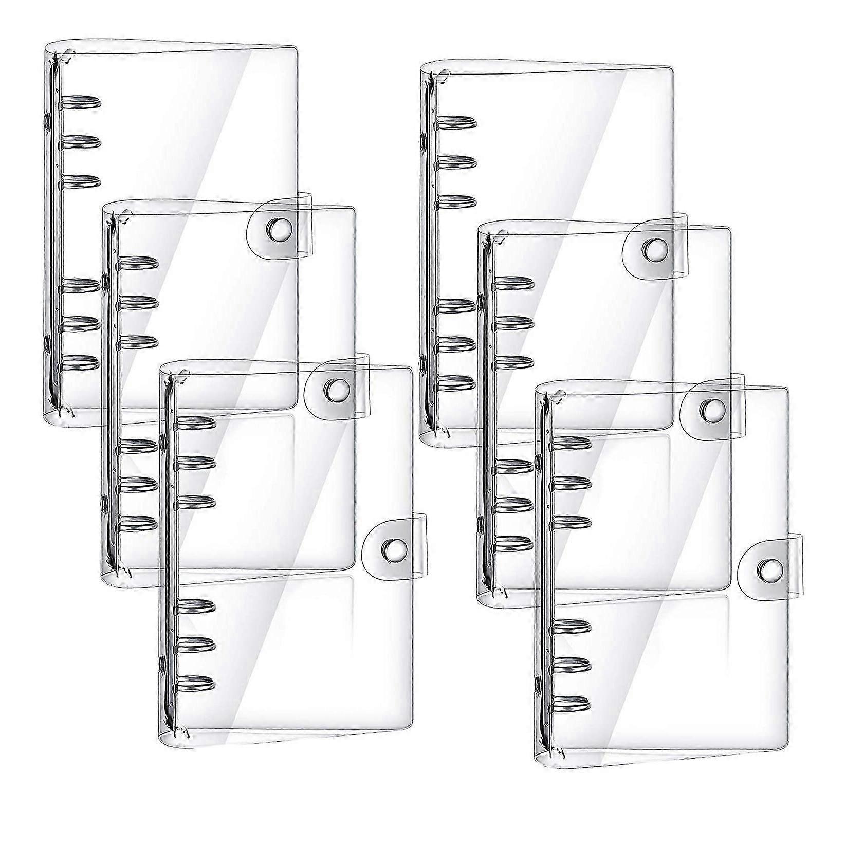 6 Pcs Clear A5 Binder Transparent Soft PVC Binder Cover Loose Leaf Personal Planner Refillable 6 Round Ring Binder