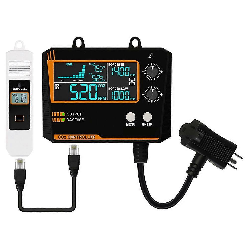 Carbon Dioxide Controller Single Channel Split Probe CO2 Monitor CO2 Pressure Reducer Valve for Greenhouse US Plug B
