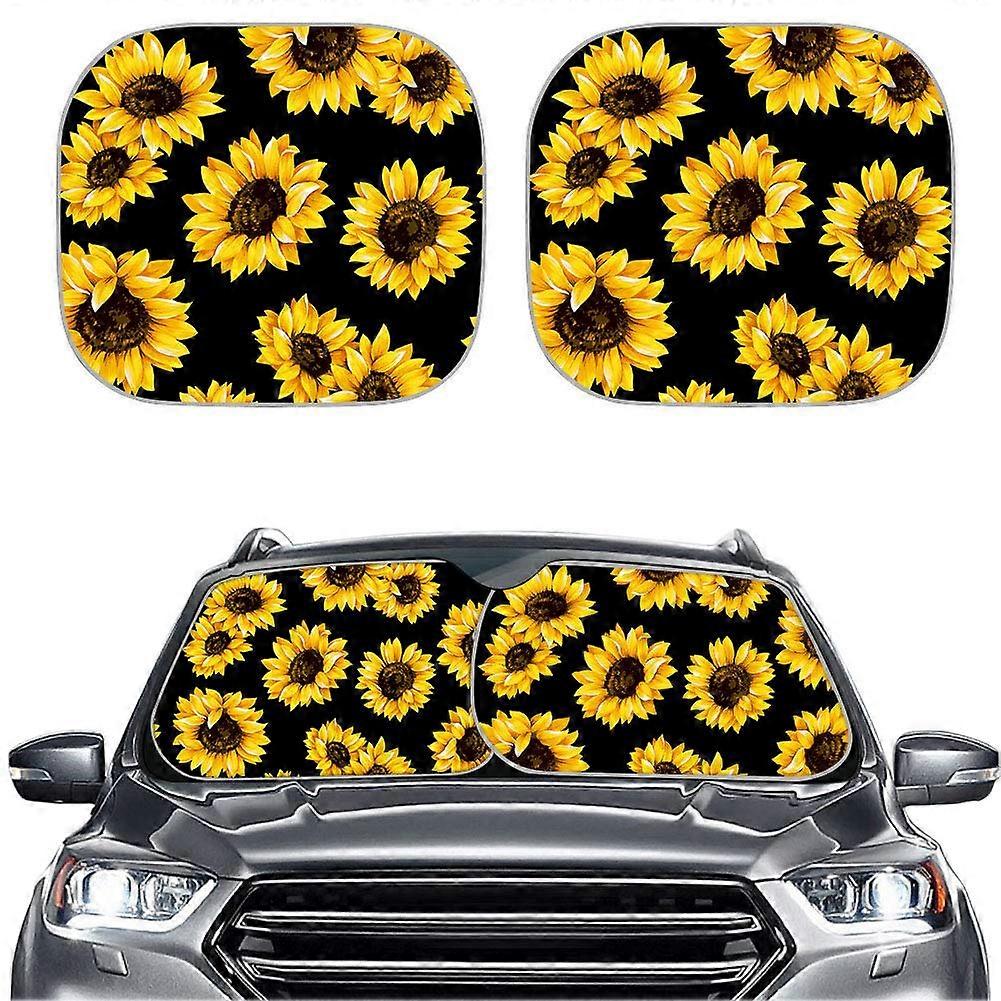 Universal Front Windshield Sunshade Sunflower UV Rays Blocker Easy Install Outdoor Protective Shade