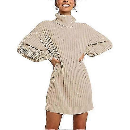 Women's Sweater Dress Turtleneck Knit Oversized Pullover Dresses