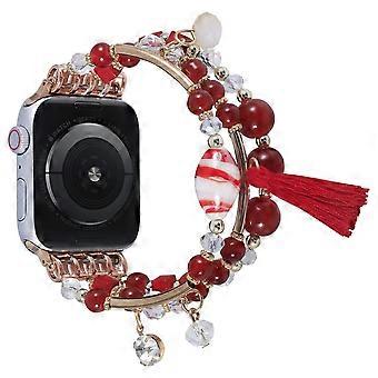 Bracelet Beaded for Apple Watch Band 42/44/45/49mm SE Series 8/7/6/5/4/3/2/1 Handmade Fashion Beads Strap with Stainless Steel Adapter