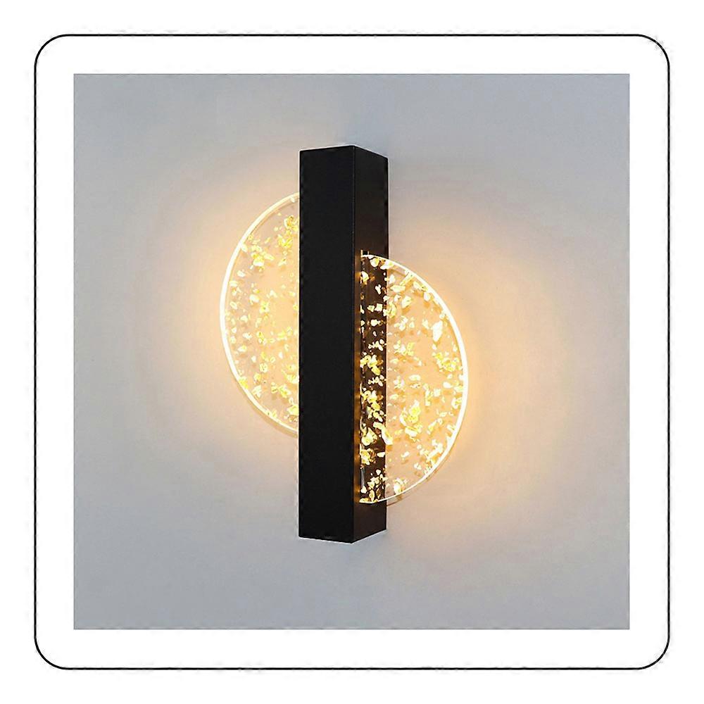 Indoor LED wall light acrylic - diagonal black gold foil solid color warm light