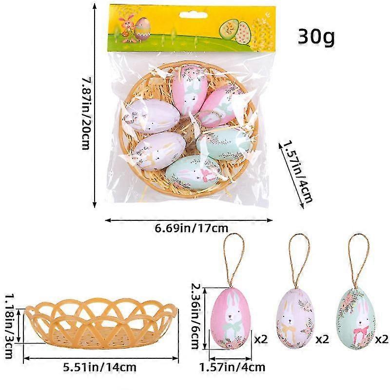 6pcs/set Foam Easter Eggs Bunny Painted Bird Pigeon Eggs Easter Hanging