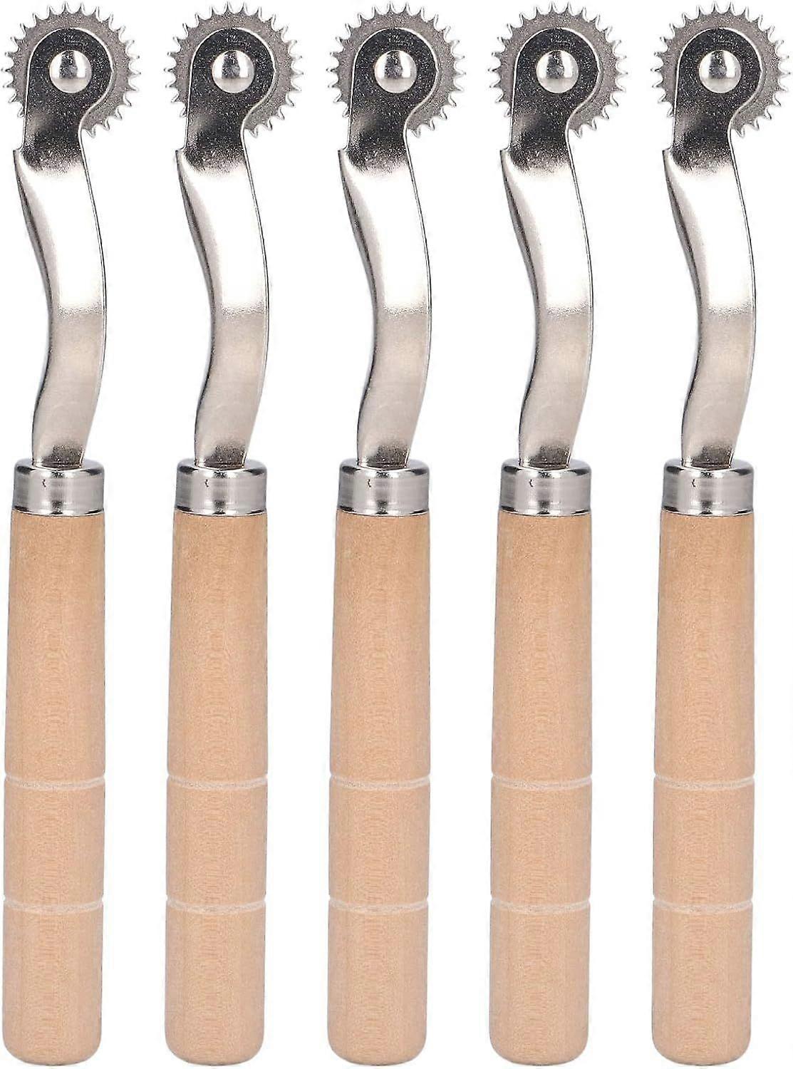 5Pcs Sewing Pattern Tracing Wheel, 20mm Leather Wheel, Stitch Spacing, Paper Craft Tool, Wooden Roulette and Stainless Steel Wheel