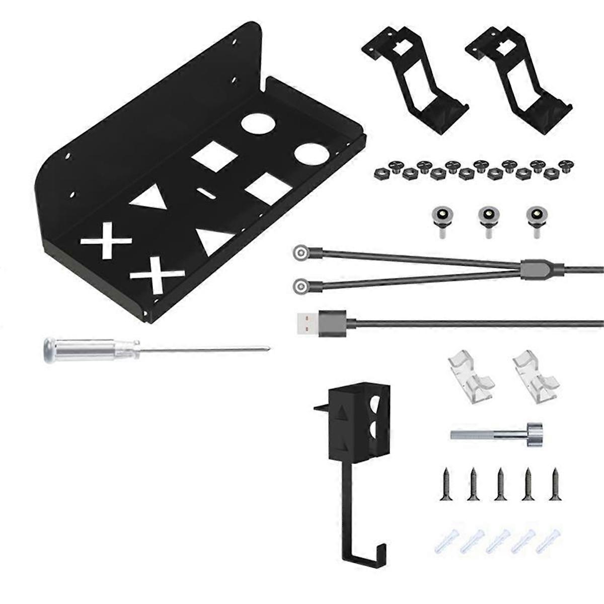 Wall Mount Storage Bracket Space-Saving Stand with Gamepad and Headphone Holder for Slim Black