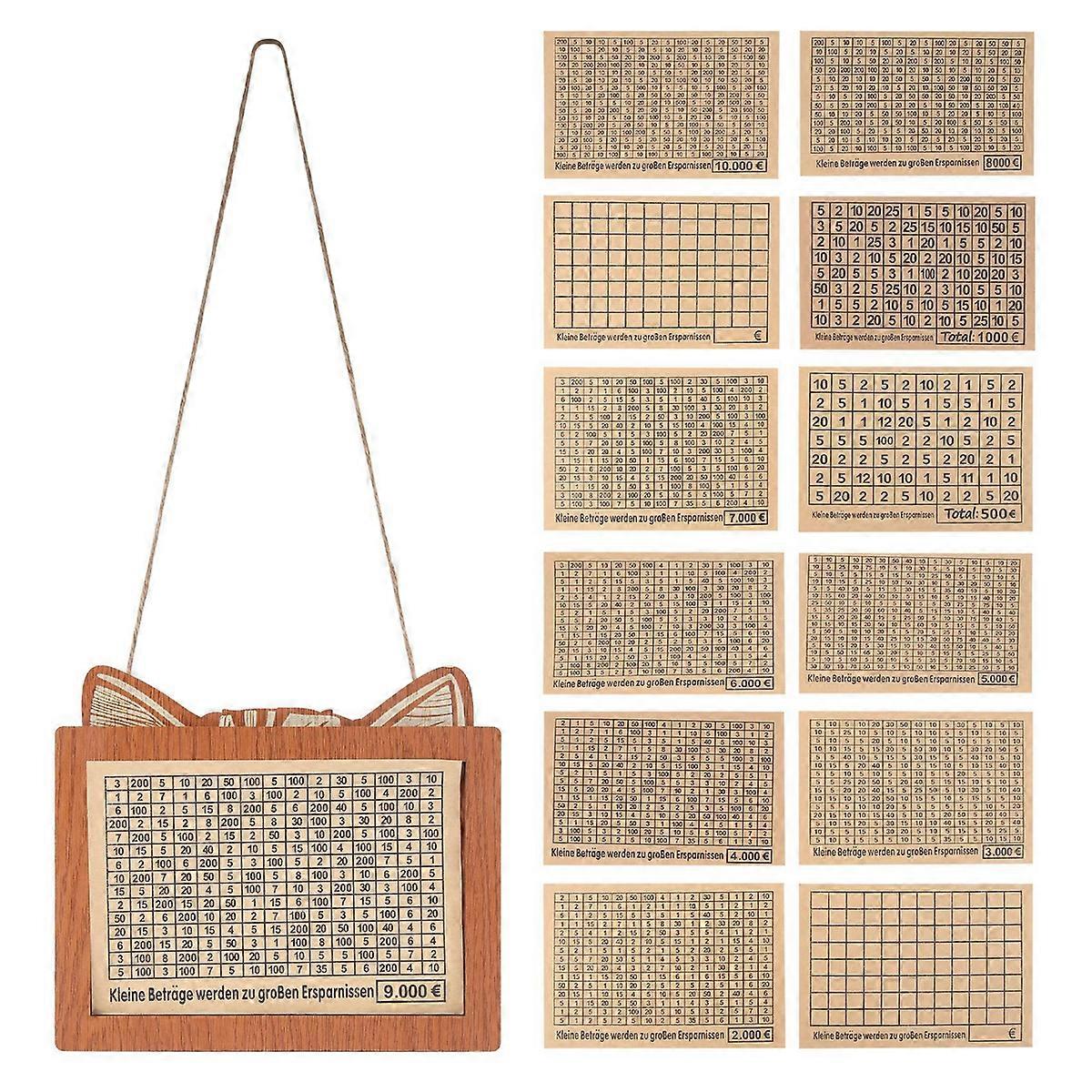 Money Saving Box,Wooden Money Box with Money Target and Numbers,A
