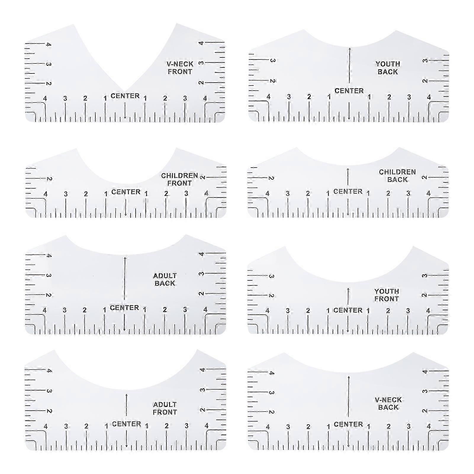 Tshirt Guide Ruler Alignment Tool Round Neck Calibration and Sewing Alignment Guiding For Clothing Design(Transparent )