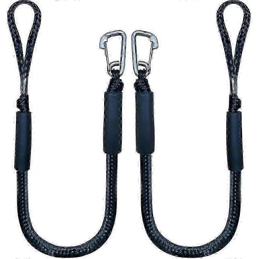 Bungee Dock Line With Hook , Black Mooring Rope For Boat 4 Ft 2 Pack & Black SPY